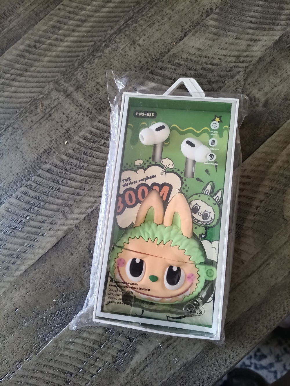 Cute Green Bunny Ear Kids Earbuds with Protective Case